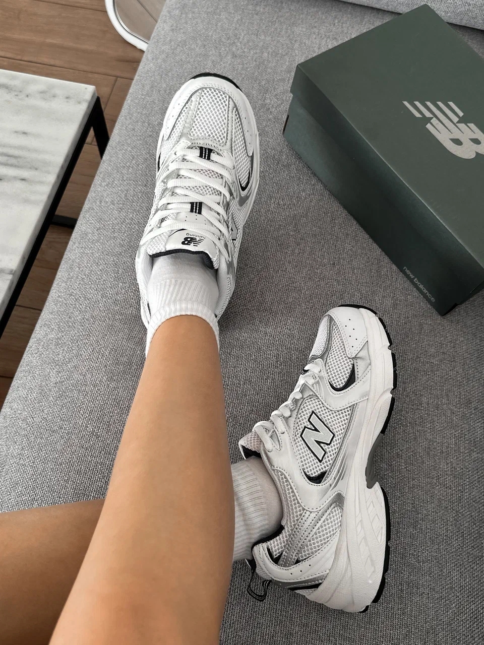 New Balance 530 White Silver Navy