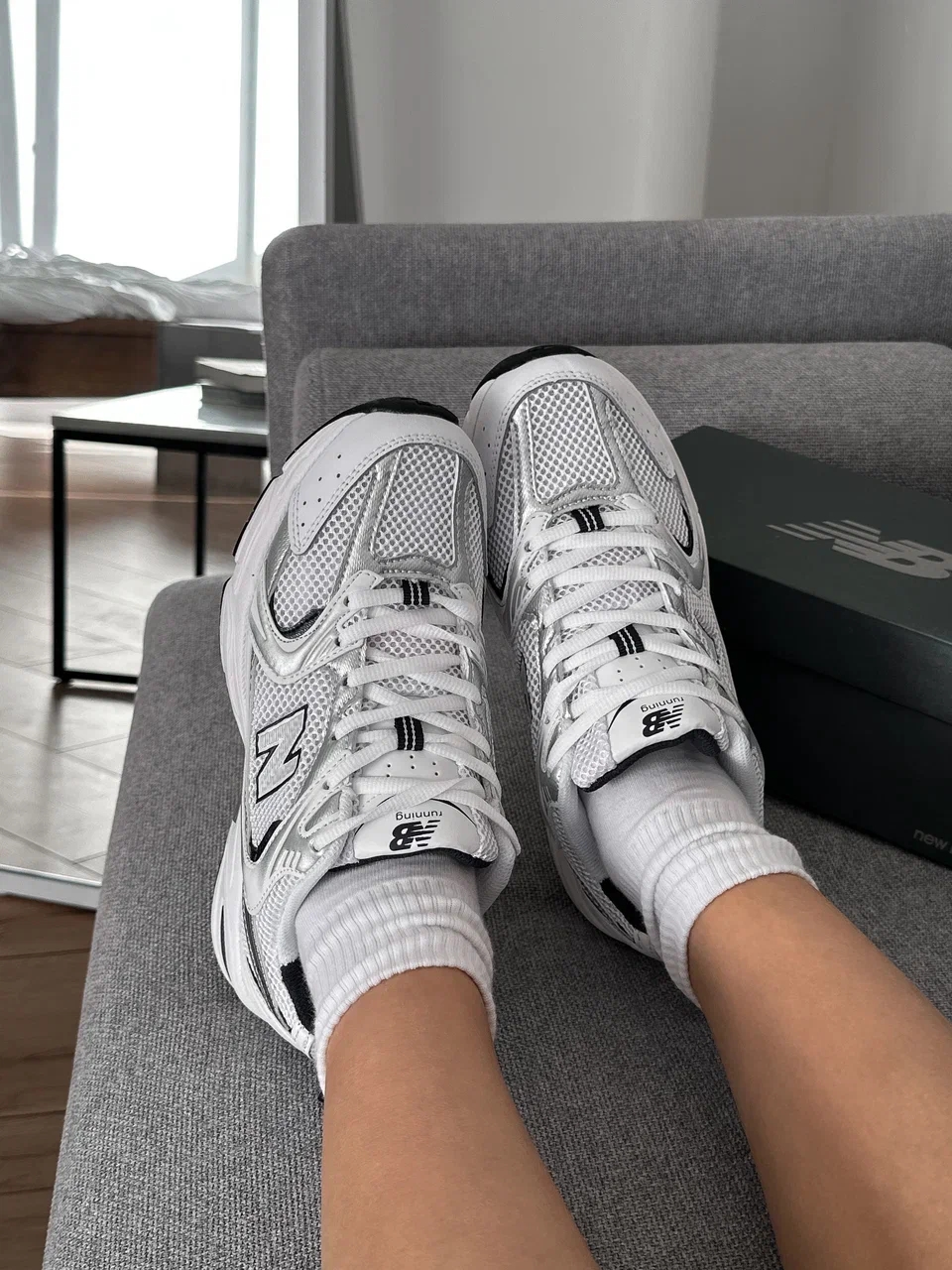 New Balance 530 White Silver Navy